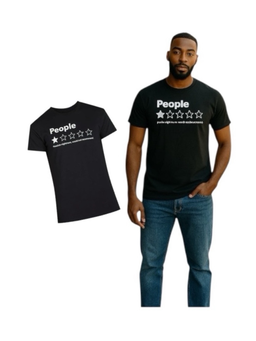 Humor People Rating 1 Star Graphic Short Sleeve Tee